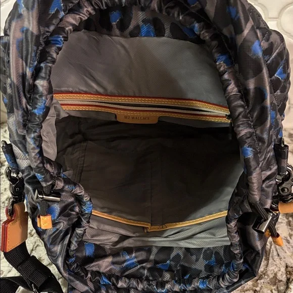 MZ Wallace Quilted Black and Blue Leopard Tote/ Crossbody - Picture 7 of 11